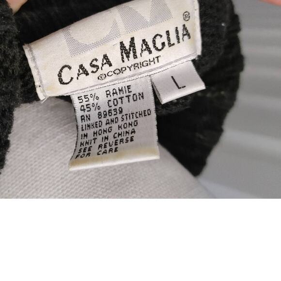 Vintage Casa Maglia Sweater Turtleneck Large Ramie Cotton 3D Geometric - Picture 3 of 3